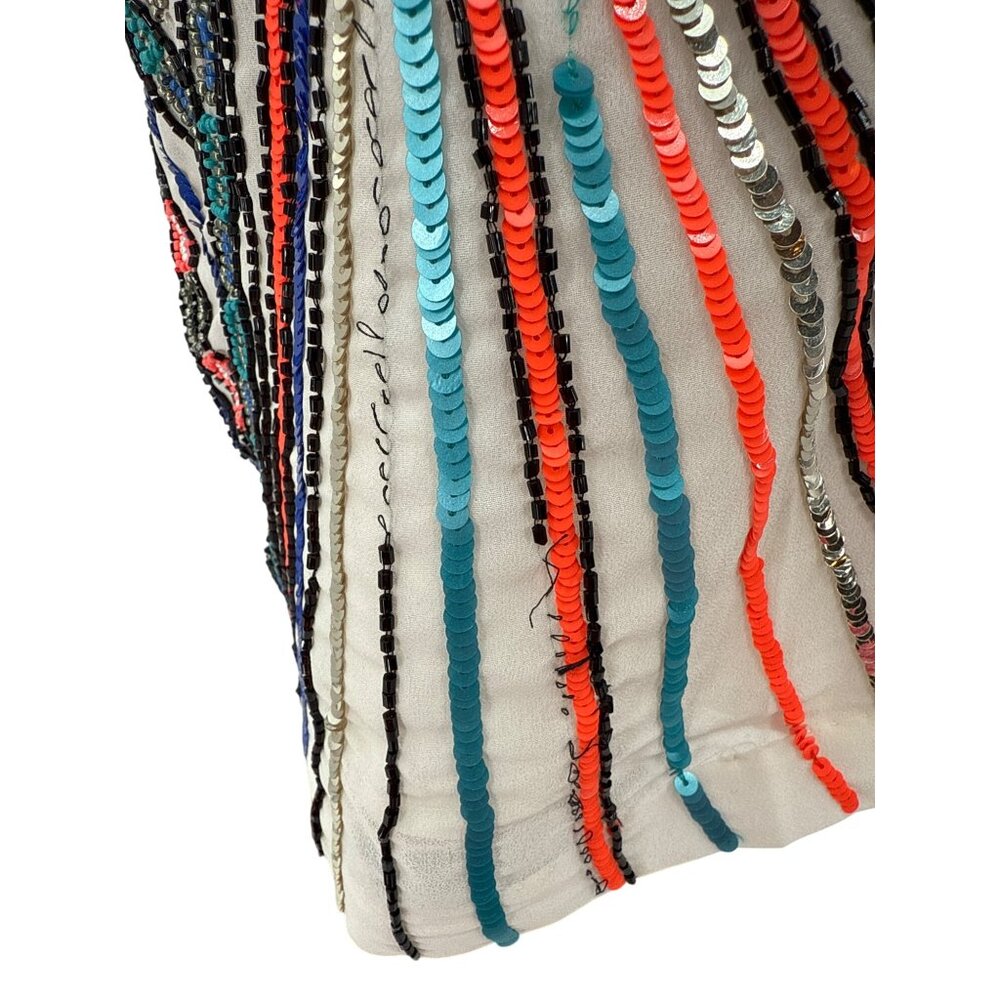 Parker Ramsey Hand-Beaded Art Deco Patterned Sleeveless Mini Dress Medium - Picture 6 of 8